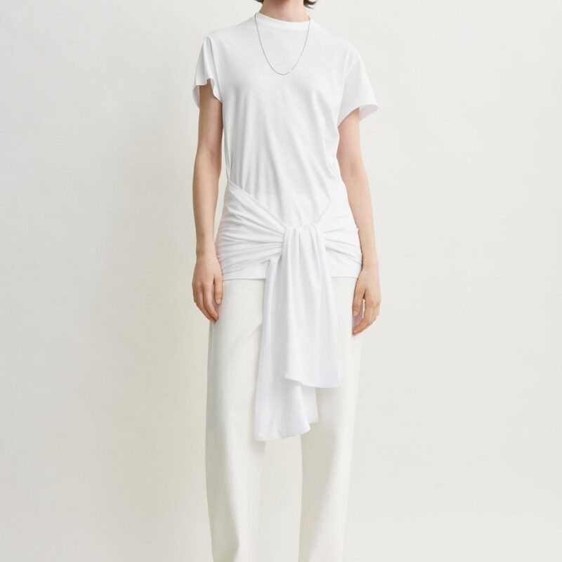 Tie-waist jersey top white – Toteme - INT