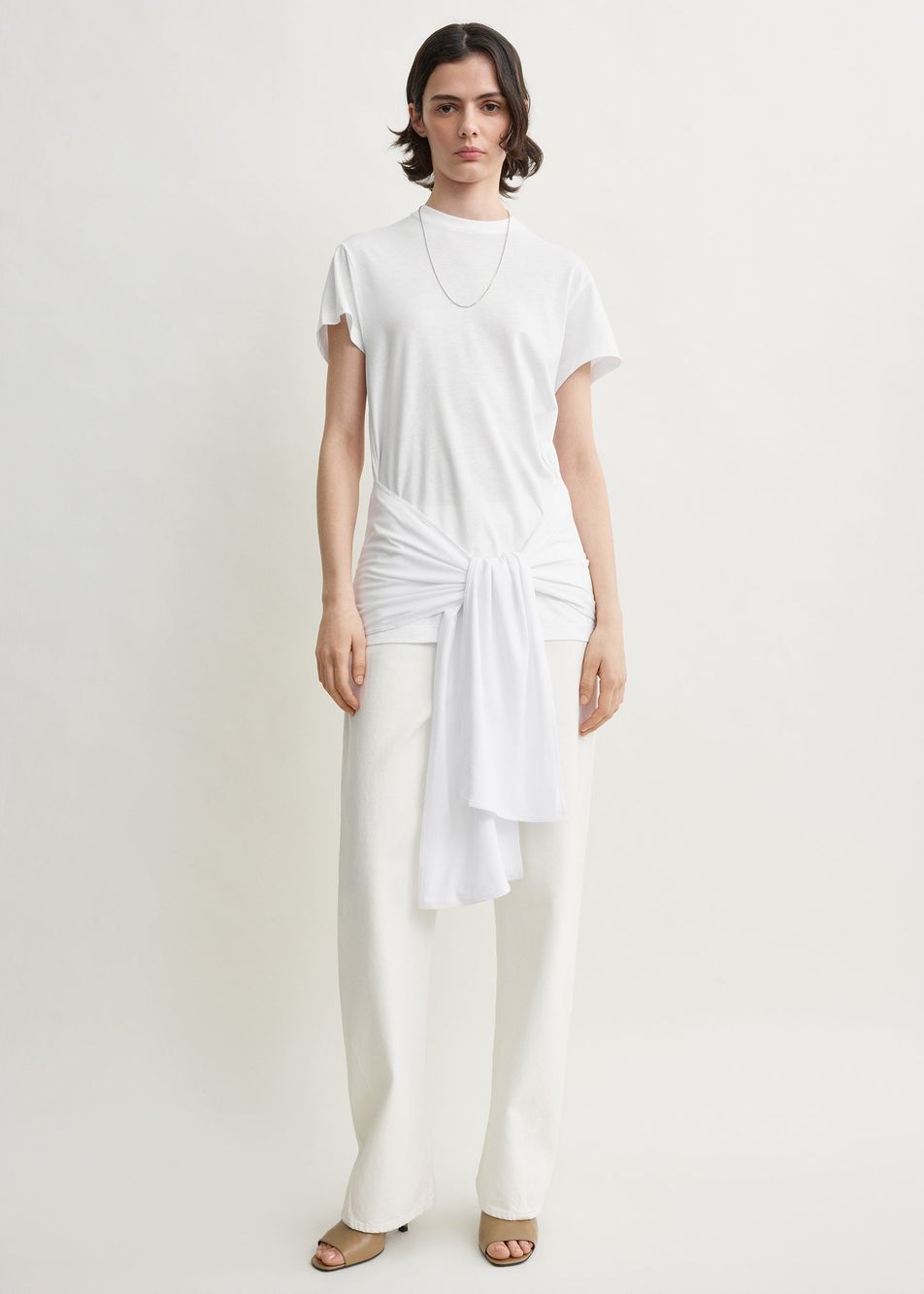 Tie-waist jersey top white – Toteme - INT