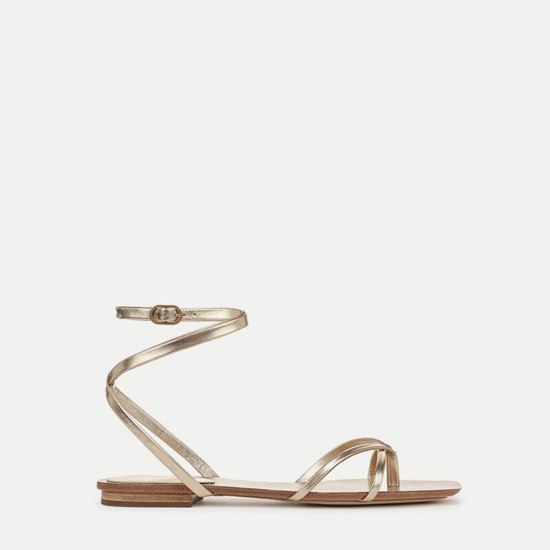 Allegra Metallic Ankle-Wrap Sandal – Veronica Beard