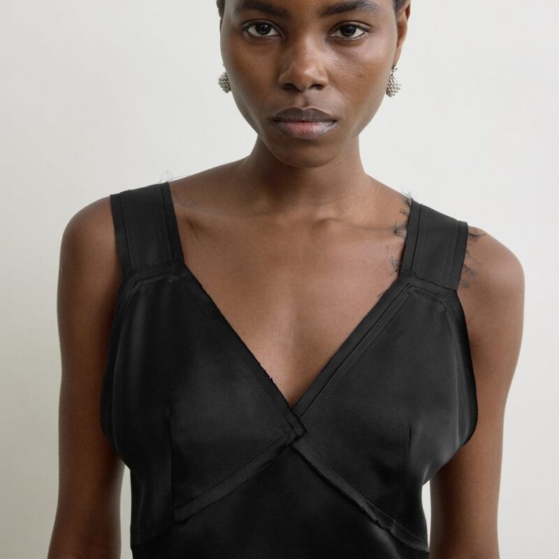 Cropped satin camisole black – Toteme - INT