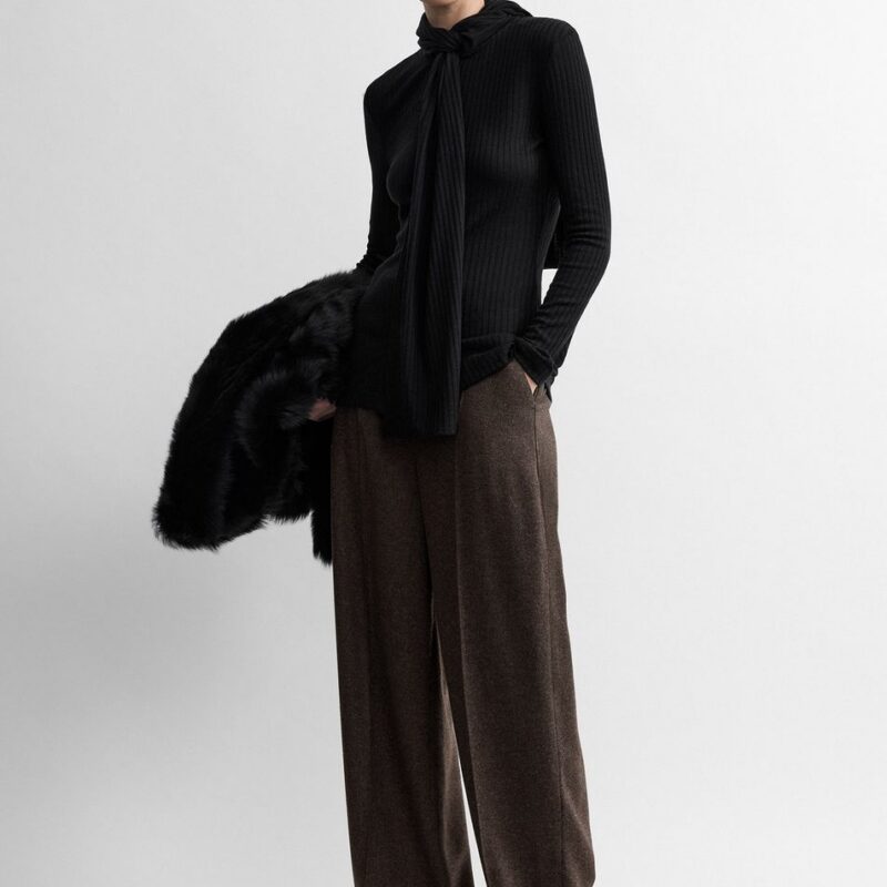 High-waist trousers taupe melange – Toteme - INT