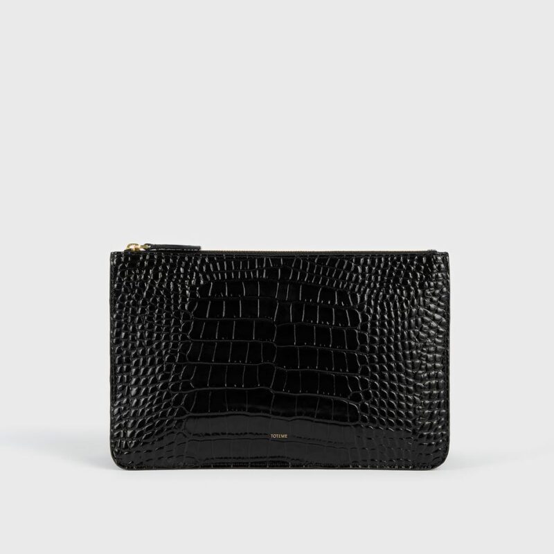 Threefold croco-embossed clutch black – Toteme - INT