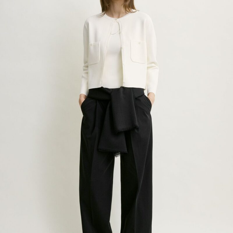 Classic compact knit cardigan white – Toteme - INT