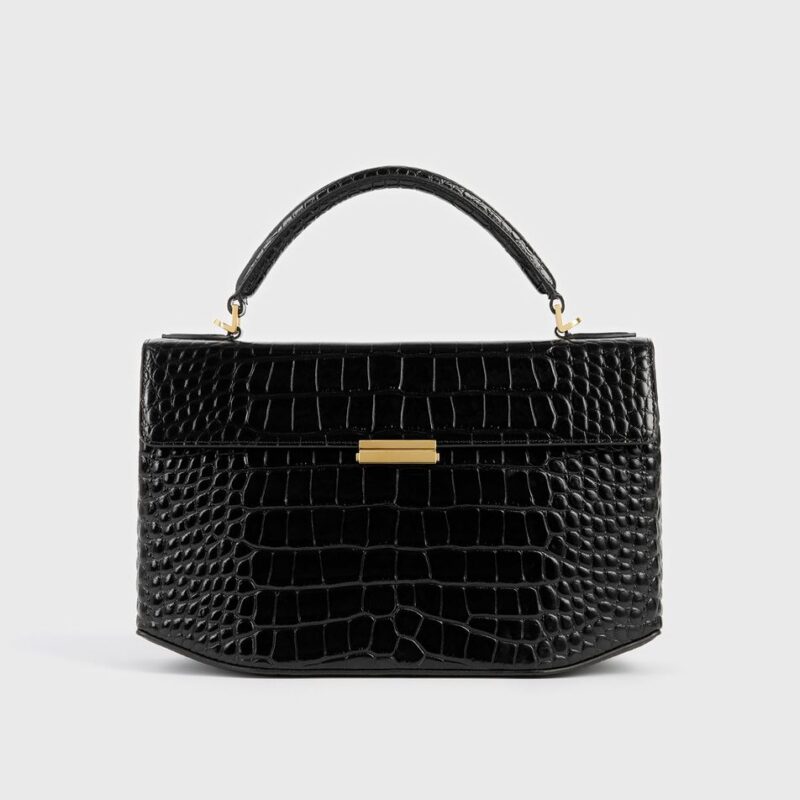 Clip croco-embossed top handle black – Toteme - INT
