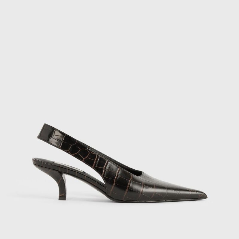 Classic croco-embossed slingbacks dark brown – Toteme - INT