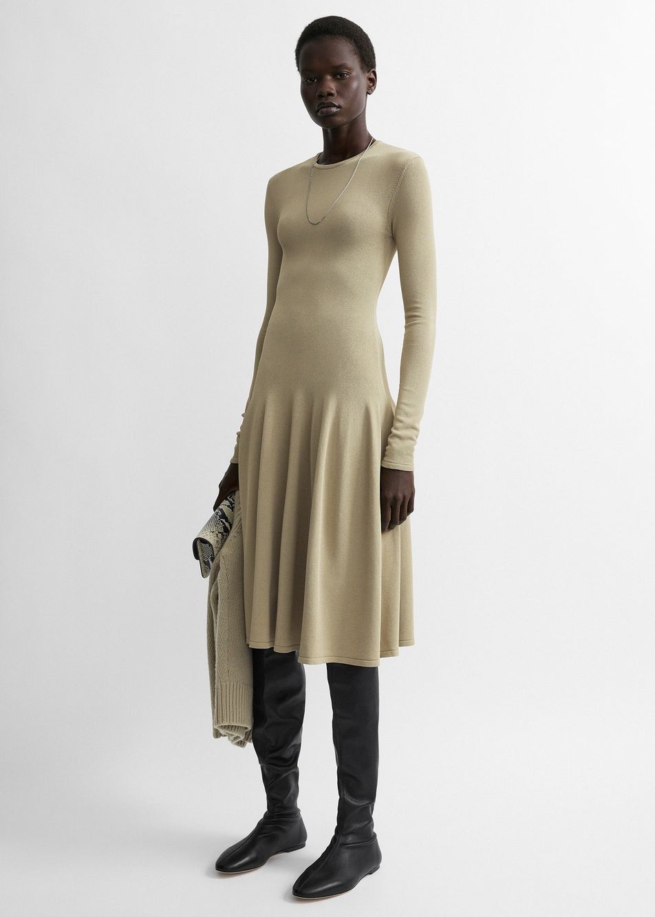 Sculpted knit dress sage petite – Toteme - INT