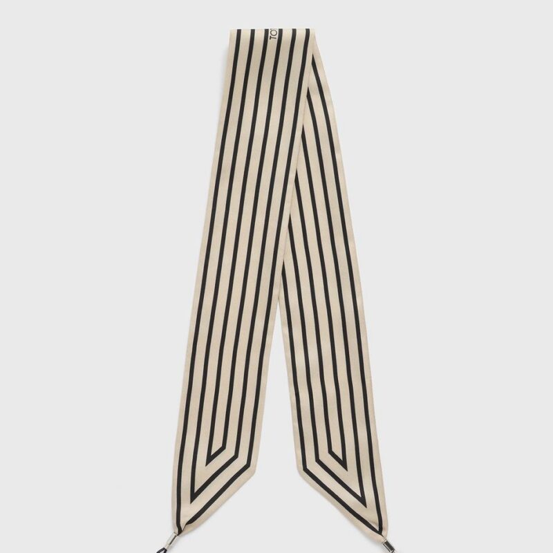 Striped sunglasses scarf ecru/black – Toteme - INT