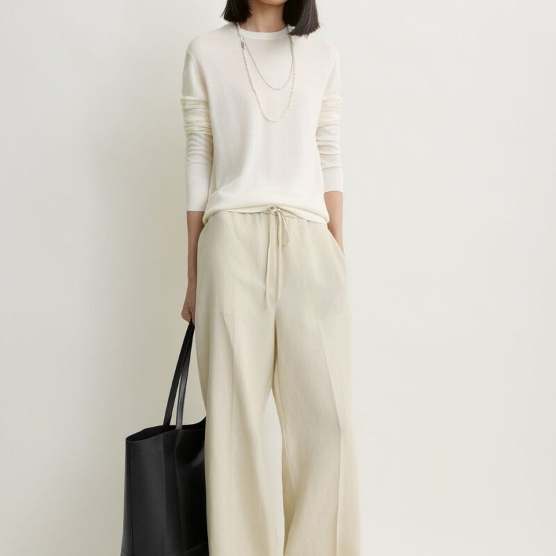 Fluid drawstring trousers talc – Toteme - INT