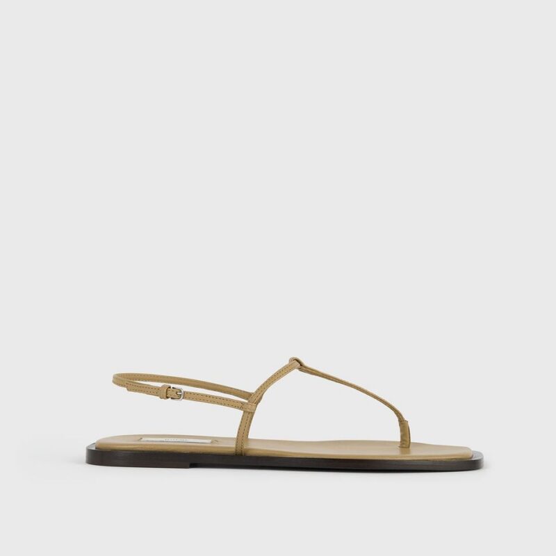 T-strap nappa sandals desert/dark brown – Toteme - INT