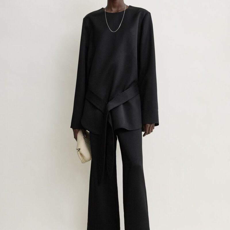 Belted satin tunic black – Toteme - INT