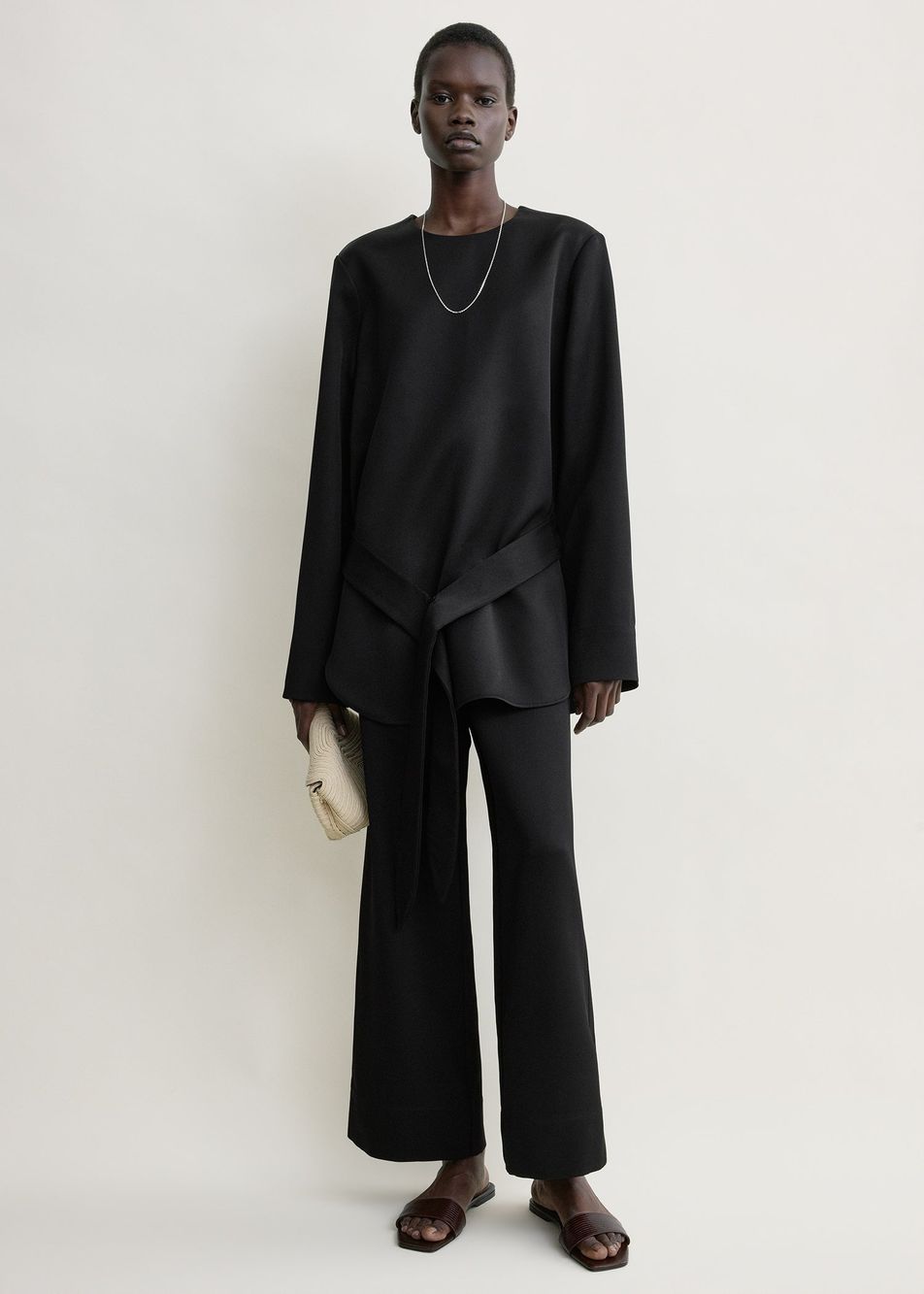 Belted satin tunic black – Toteme - INT
