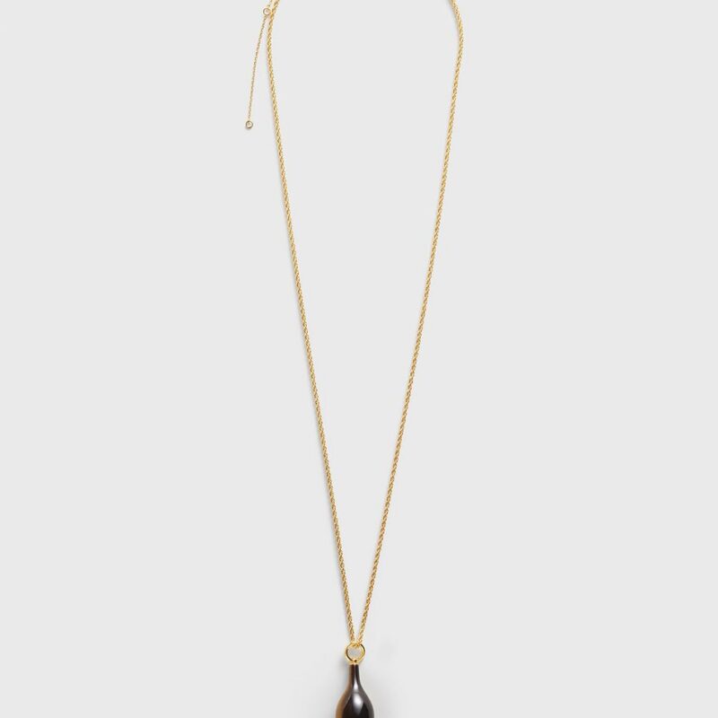 Medium tiger's eye drop necklace honey/gold – Toteme - INT