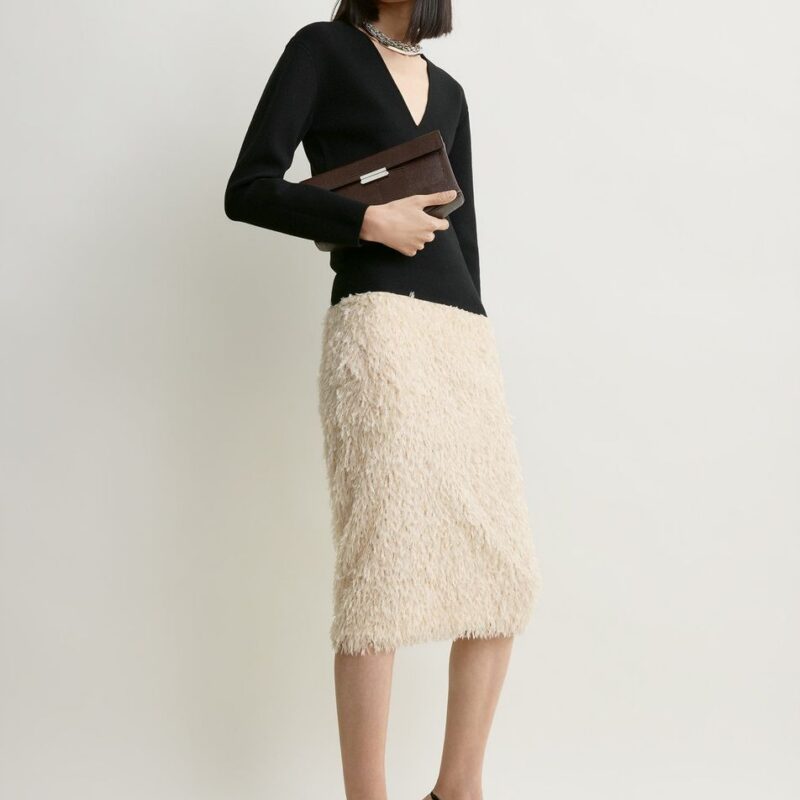 Feathered-jersey skirt eggshell – Toteme - INT