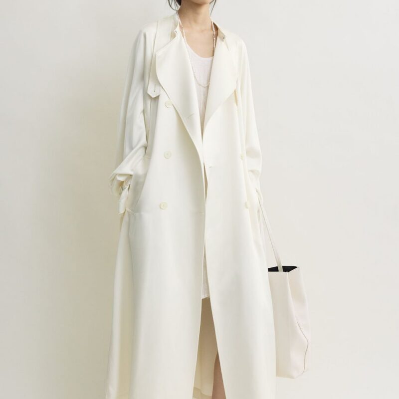 Draped satin trench off-white – Toteme - INT