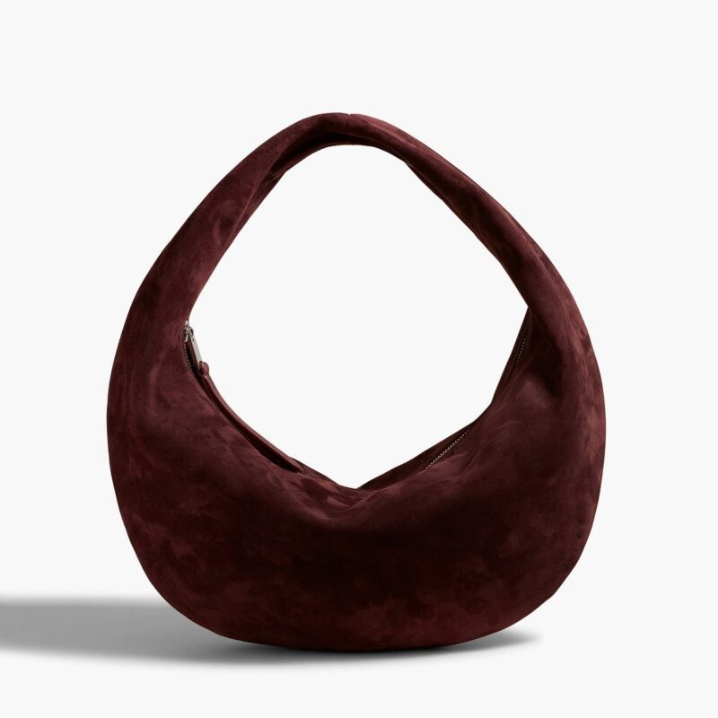 Medium Olivia Hobo in Rouge Noir Suede – Khaite