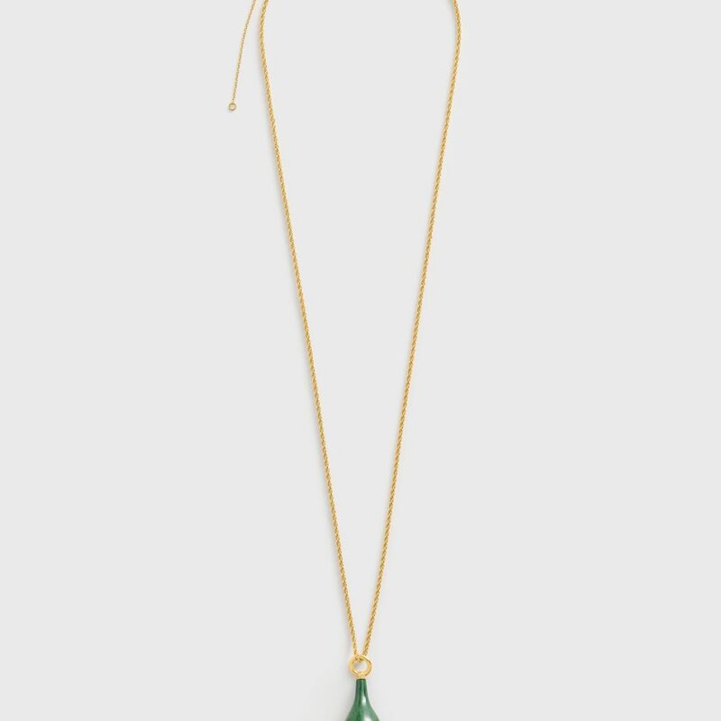 Medium jade drop necklace dark green/gold – Toteme - INT