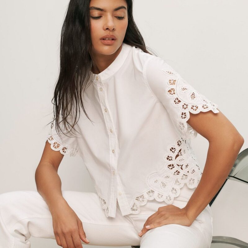 Aleck Lace Button-Down Shirt – Veronica Beard