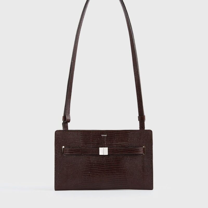 Belted lizard-embossed crossbody brown – Toteme - INT