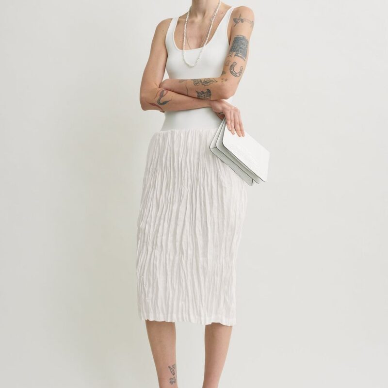 Crinkled linen skirt white – Toteme - INT