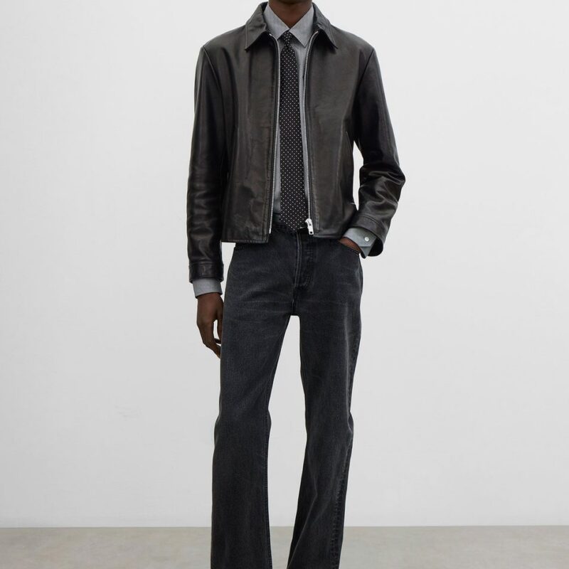 Zip leather jacket black – Toteme - INT