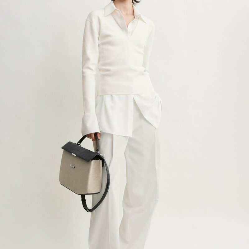 Compact knit v-neck off-white – Toteme - INT