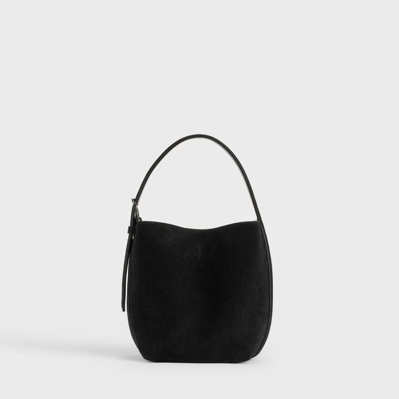Small Belted suede tote black – Toteme - INT
