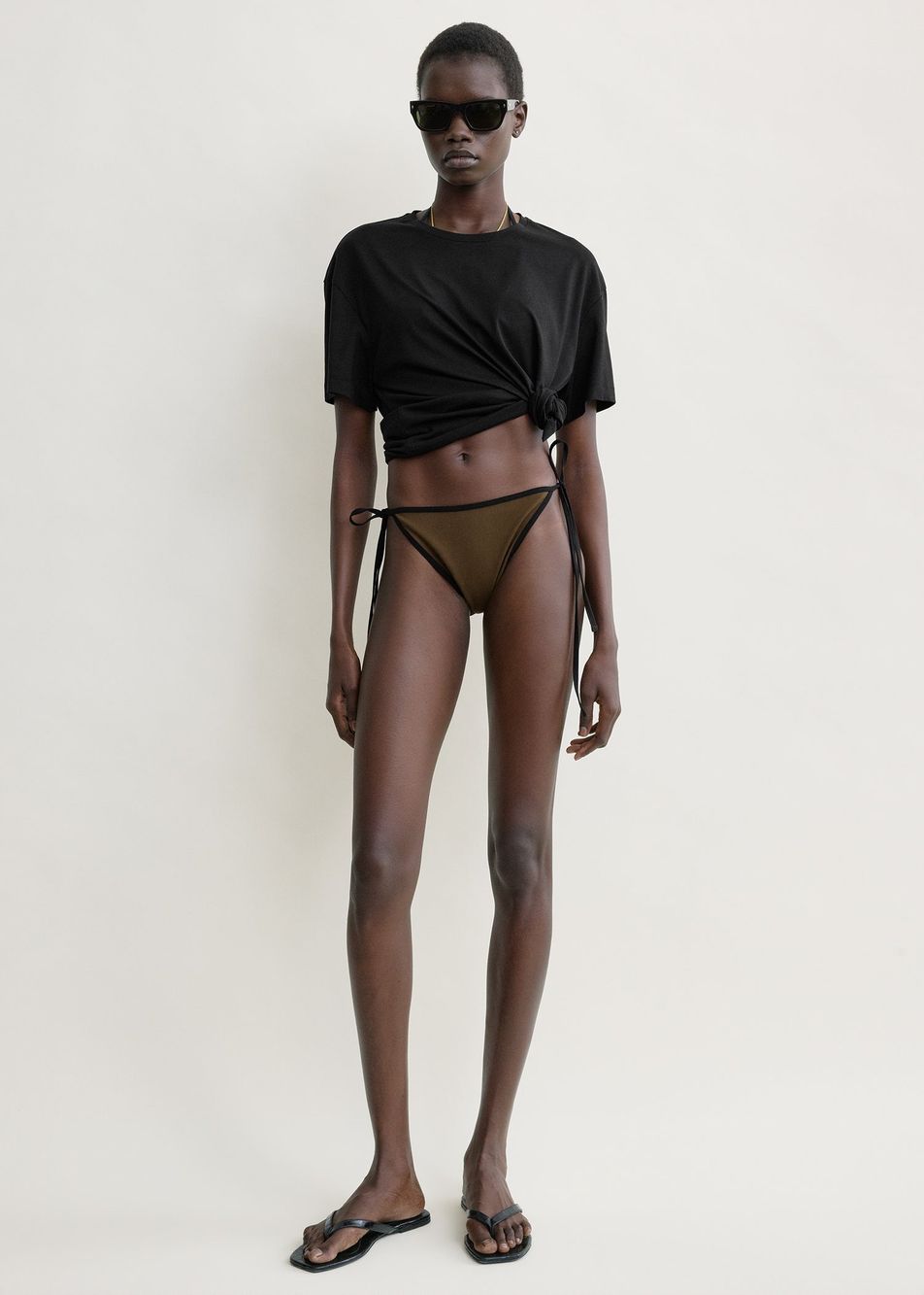 Stripe tie bikini bottoms walnut – Toteme - INT