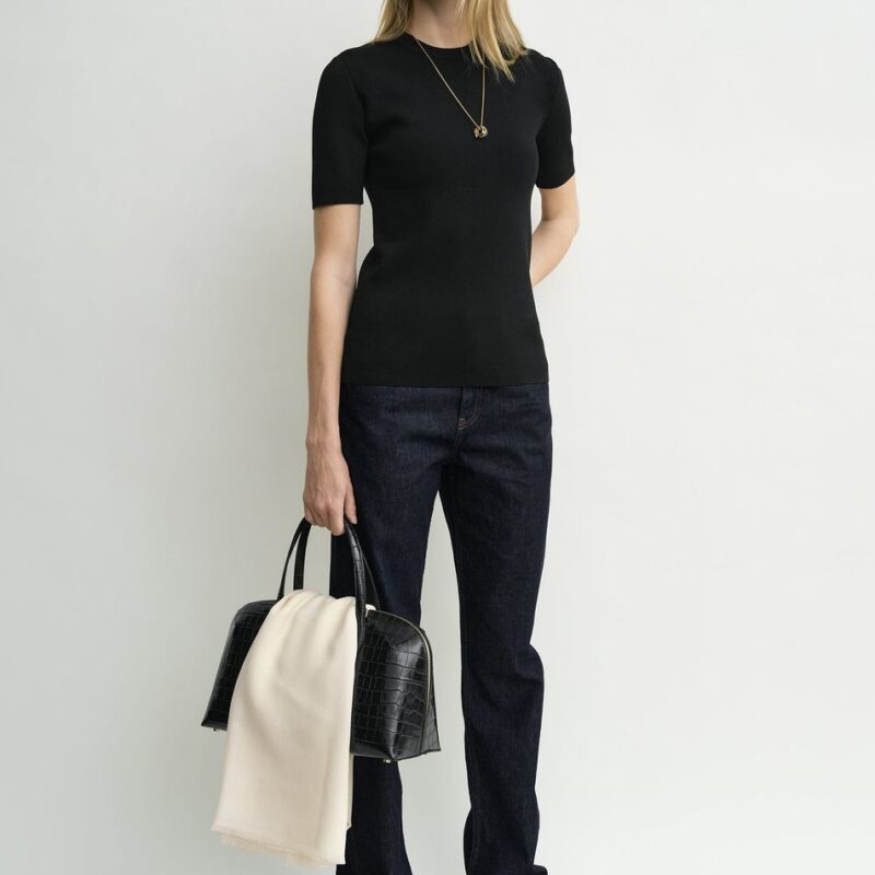Compact knit tee black – Toteme - INT