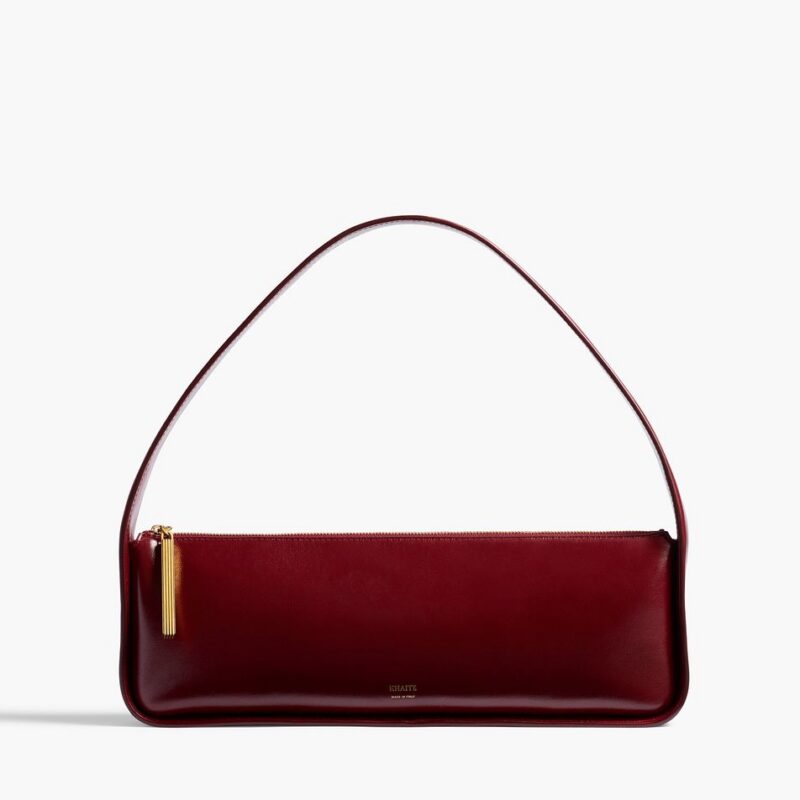 Lori Baguette Bag in Bordeaux Crackle Patent Leather – Khaite