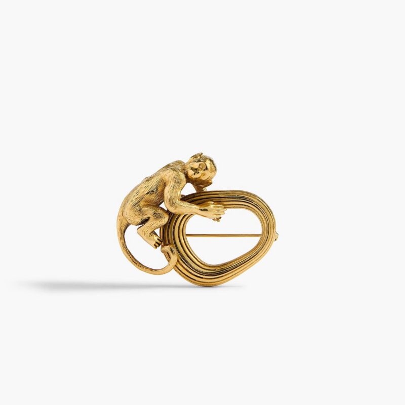 Monkey Brooch in Antique Gold – KHAITE