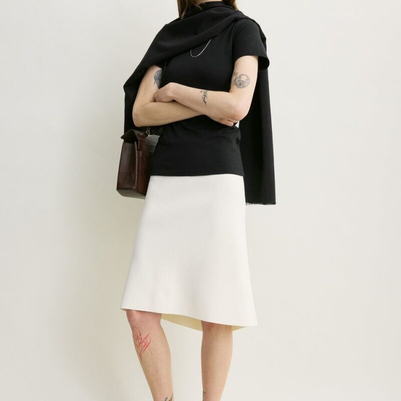 Dipped knit skirt white – Toteme - INT
