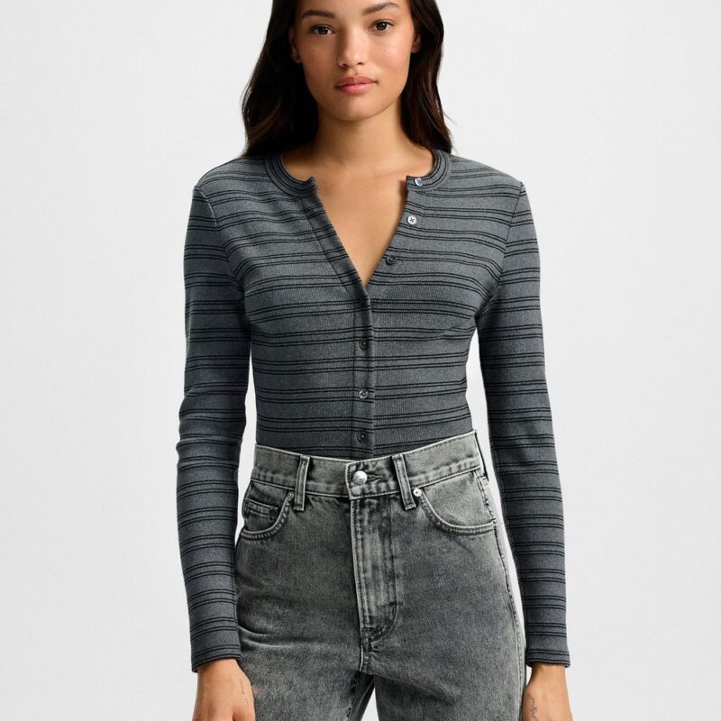 Dilia Striped Button-Down T-Shirt – Veronica Beard