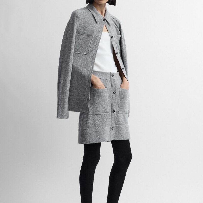 Buttoned cashmere skirt grey melange – Toteme - INT