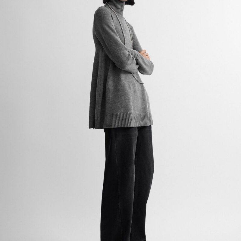 Wool turtleneck top grey – Toteme - INT