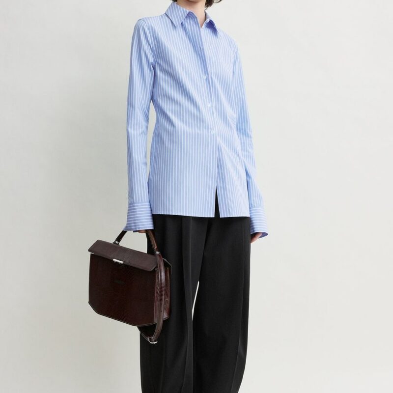 Striped poplin shirt blue/white – Toteme - INT