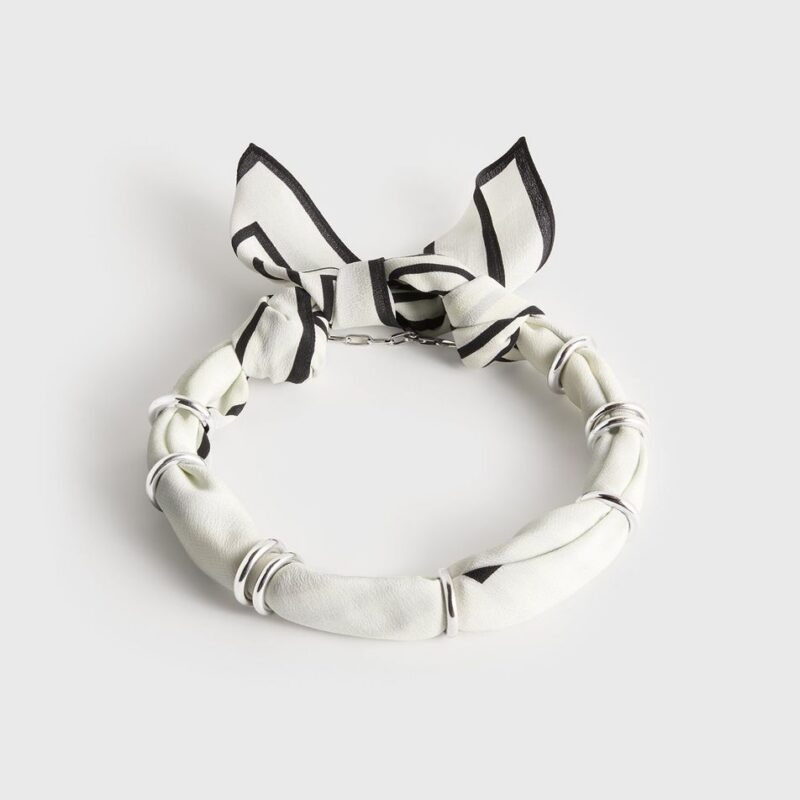 Fine silk scarf collar ecru/black/silver – Toteme - INT