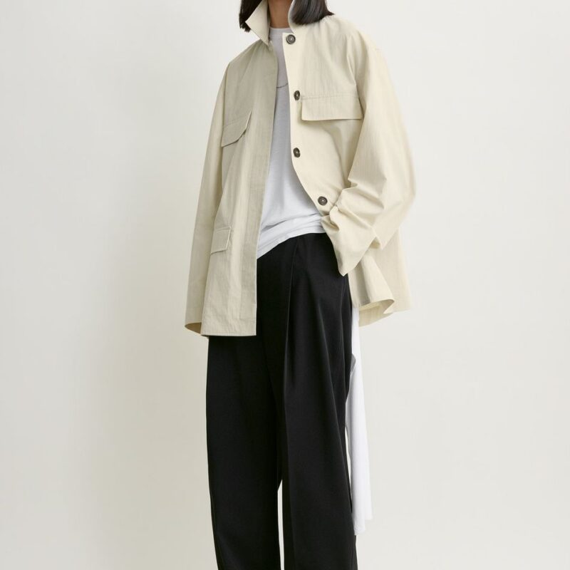 Collared drawstring jacket oyster – Toteme - INT