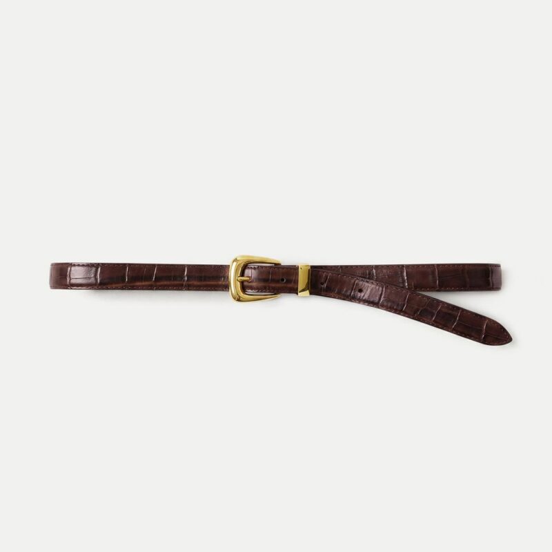 Slim Croc-Embossed Arch Belt – Veronica Beard