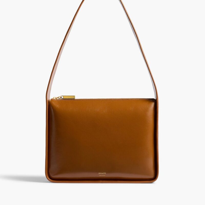 Lori Squared Bag in Dark Honey Crackle Patent Leather – Khaite