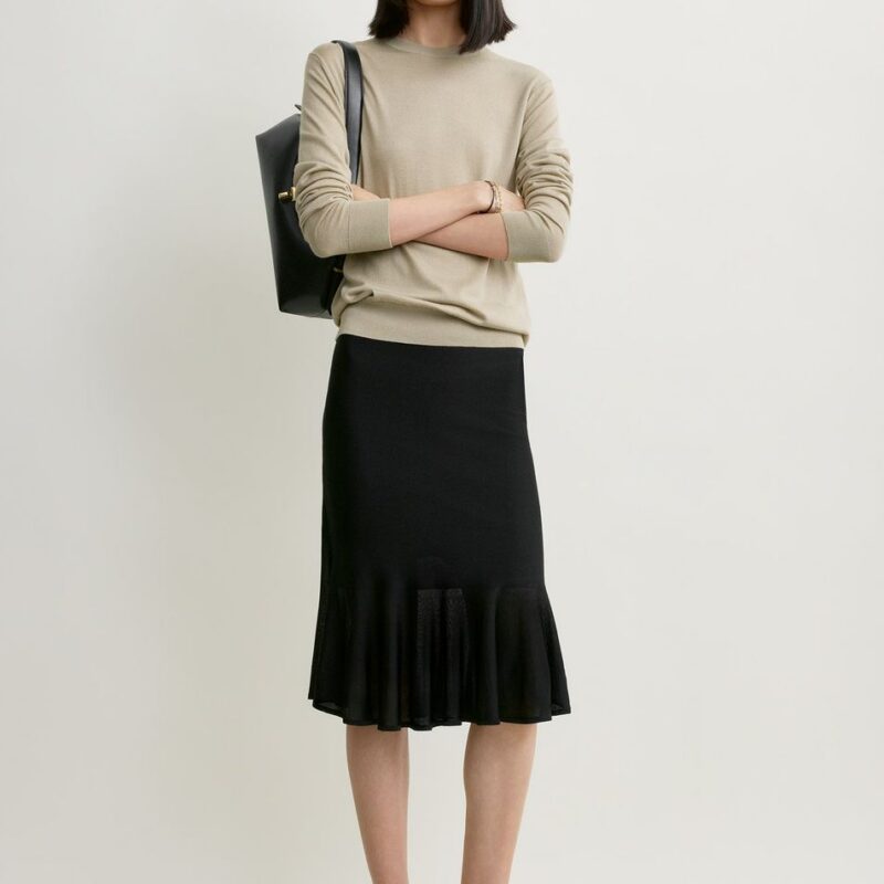 Fluted knit skirt black – Toteme - INT