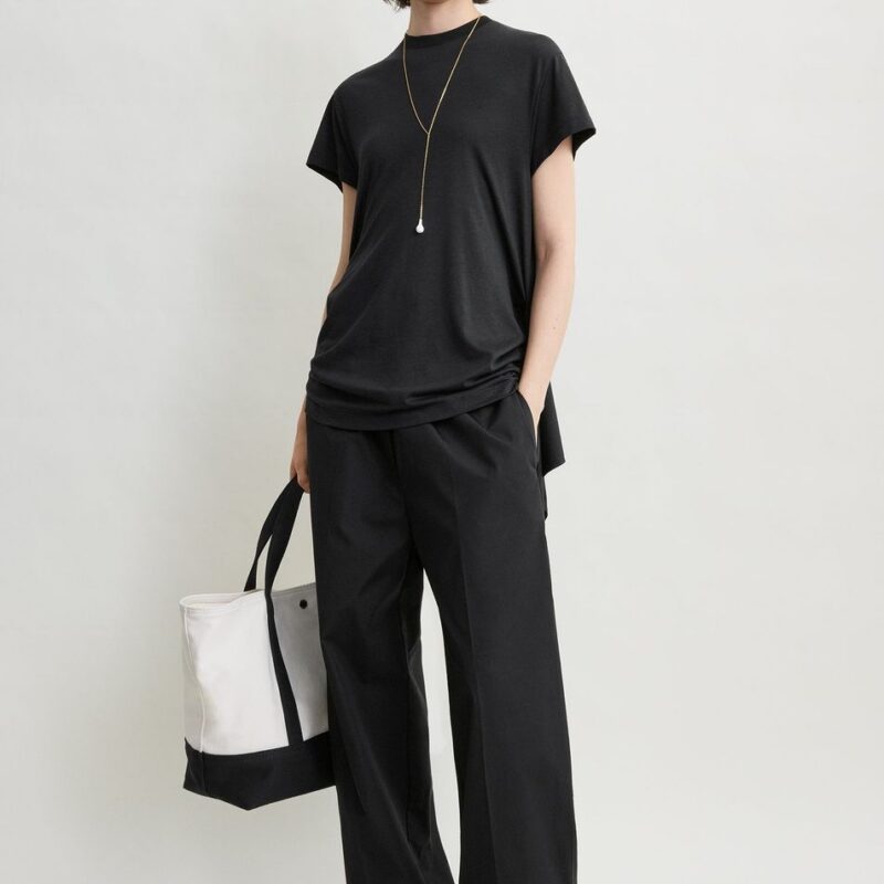 Drawstring cotton trousers black – Toteme - INT