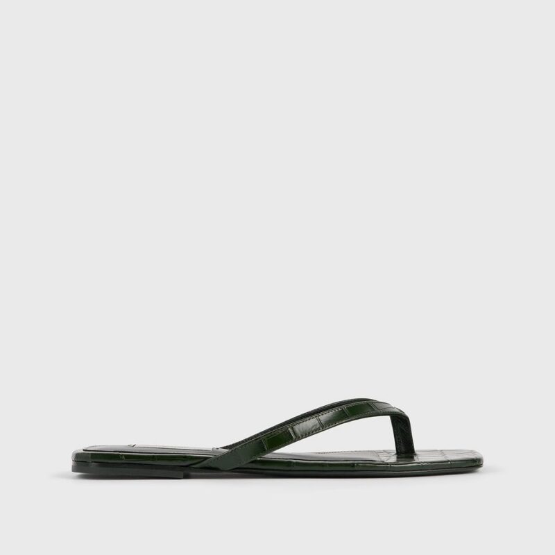 Croco-embossed flip flops dark green – Toteme - INT
