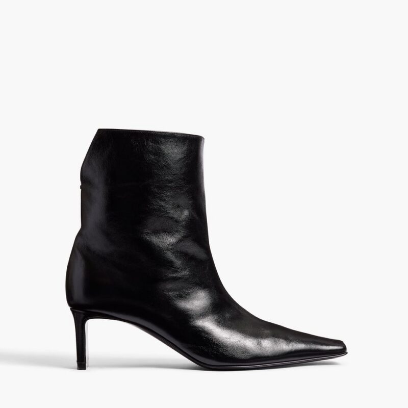 Ona Ankle Boot in Black Glazed Leather – Khaite
