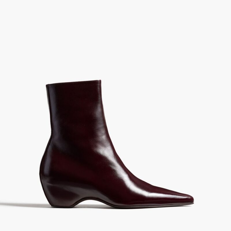 Sybil Ankle Boot in Bordeaux Glazed Leather – Khaite