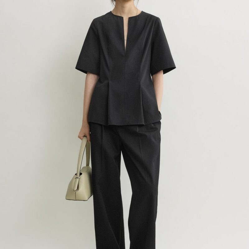Tailored cotton top black – Toteme - INT