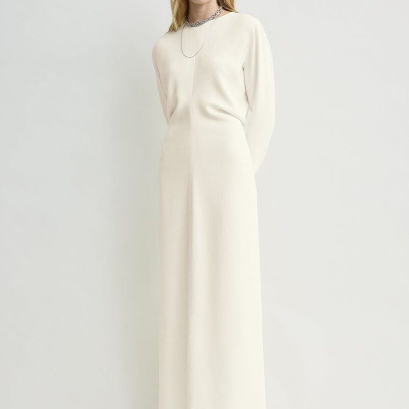 Long-sleeve slouch waist dress macadamia petite – Toteme - INT