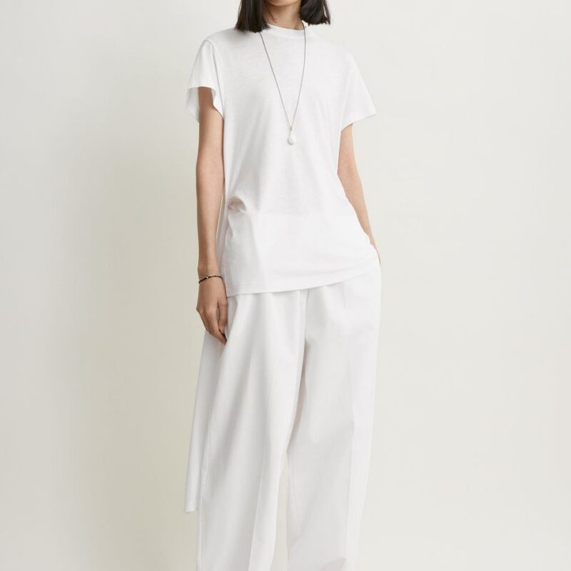 Drawstring cotton trousers white – Toteme - INT