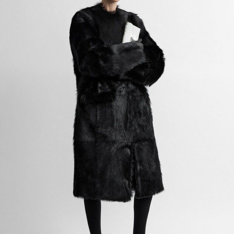 Structured shearling coat black – Toteme - INT