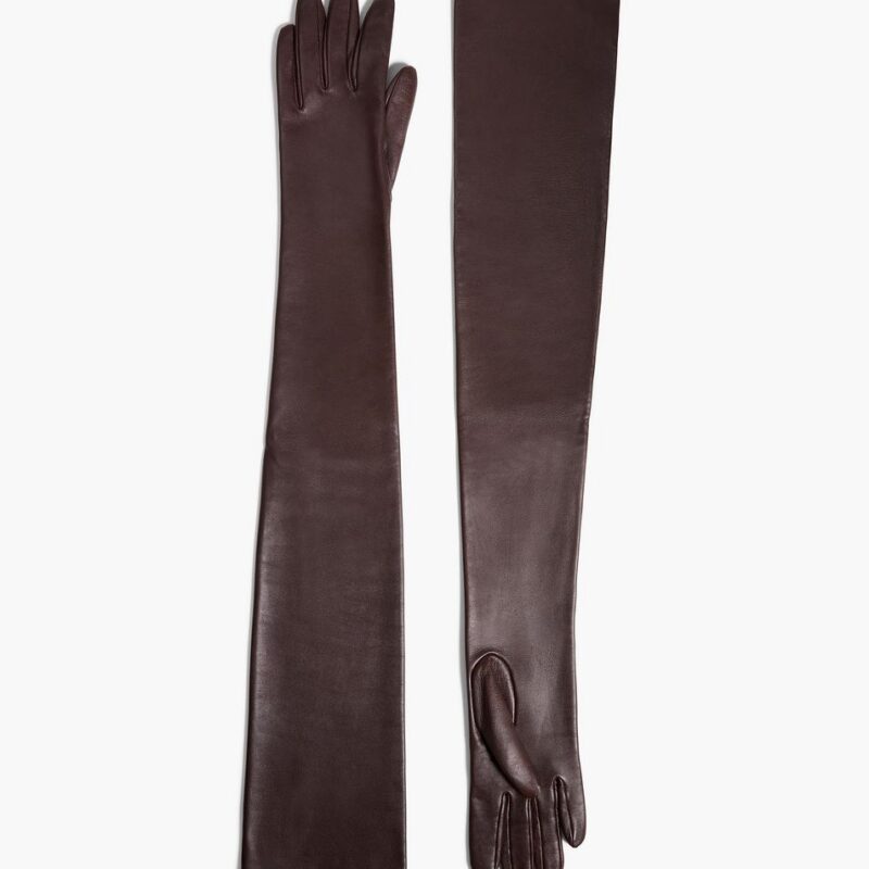Remo Long Gloves in Brown Leather – Khaite