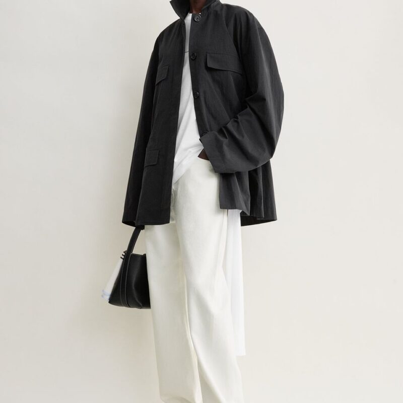 Collared drawstring jacket black – Toteme - INT